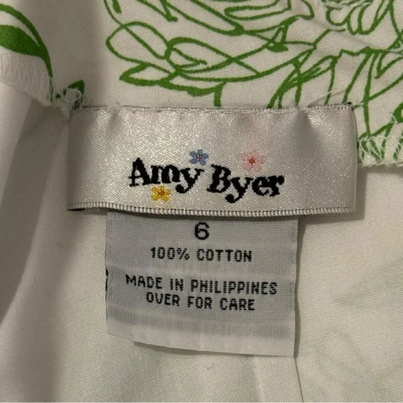 Amy Byer Girls Size 6 Y2K White Sundress Green Butterfly Floral Print - Picture 3 of 6